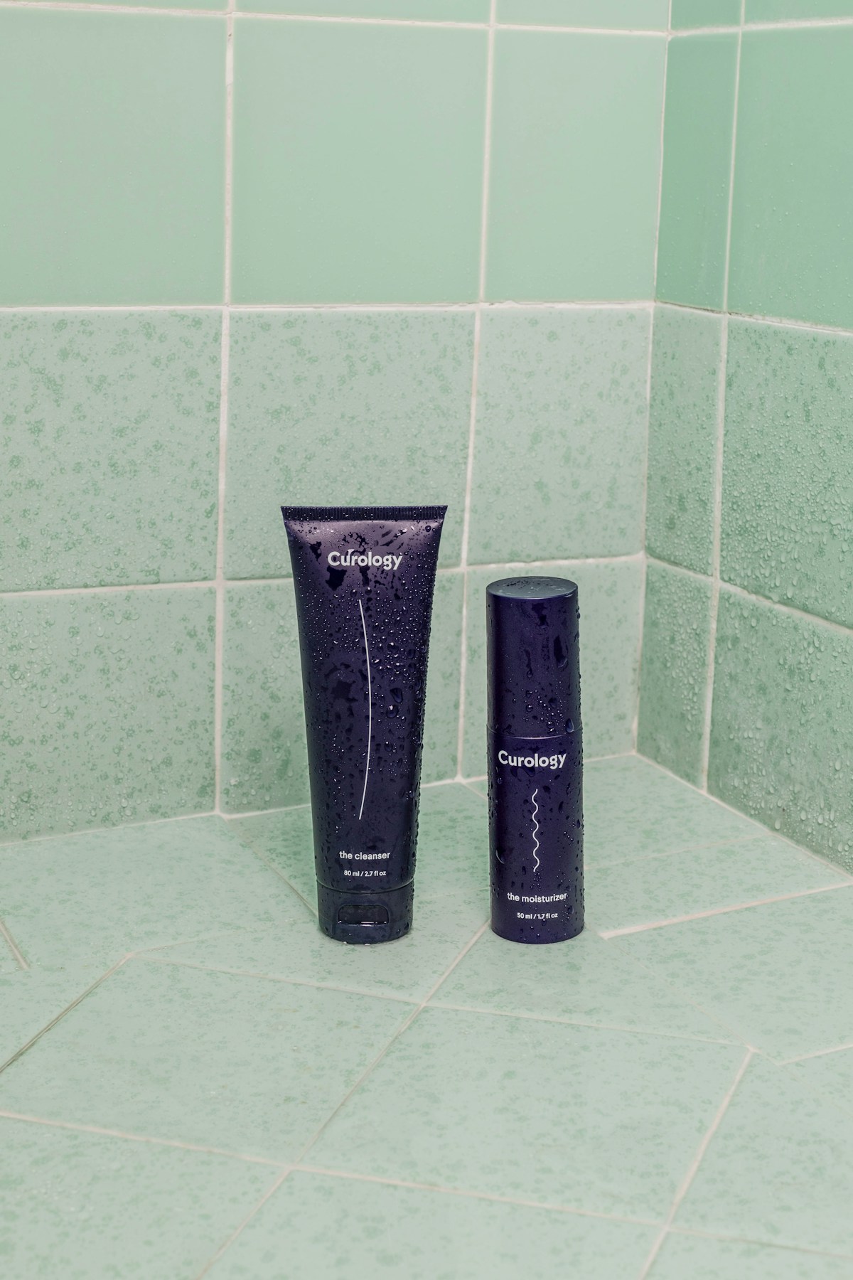 Skincare products arranged on bathroom counter